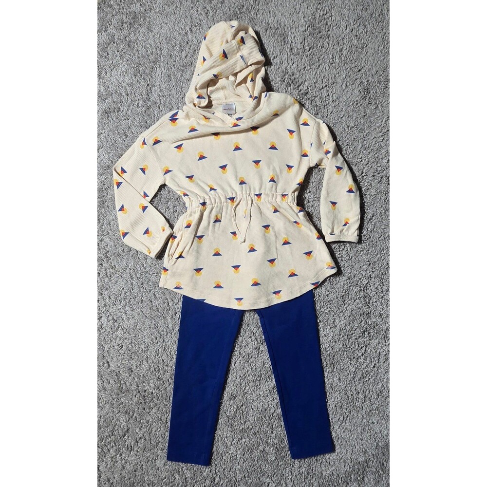 Hanna Andersson Hoodie Waffle Knit Dress with Pants Outfit Sunrise Mountain